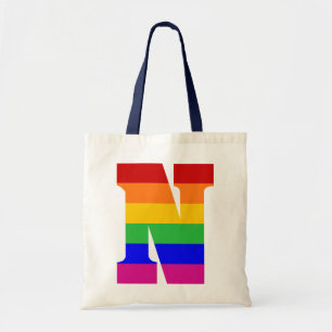 Bolso De Tela Letra N del arco iris