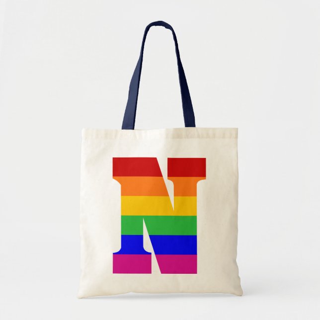 Bolso De Tela Letra N del arco iris (Frente)