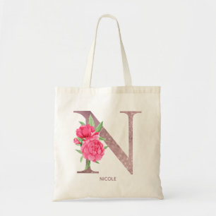Bolso De Tela Letra N Nombre personalizado monograma dama de hon