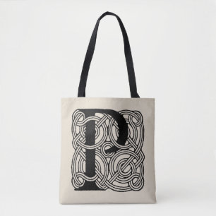 Bolso De Tela Letra P Monograma De Knot Celta Vintage