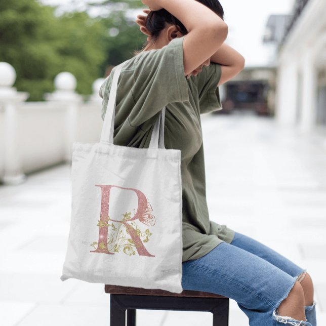 Bolso De Tela Letra Purpurina rosa brillante R (Subido por el creador)