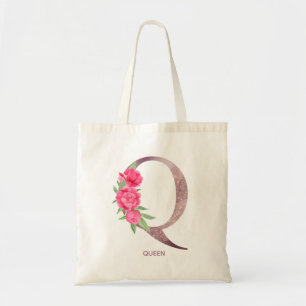 Bolso De Tela Letra Q Nombre personalizado monocultivo dama de h