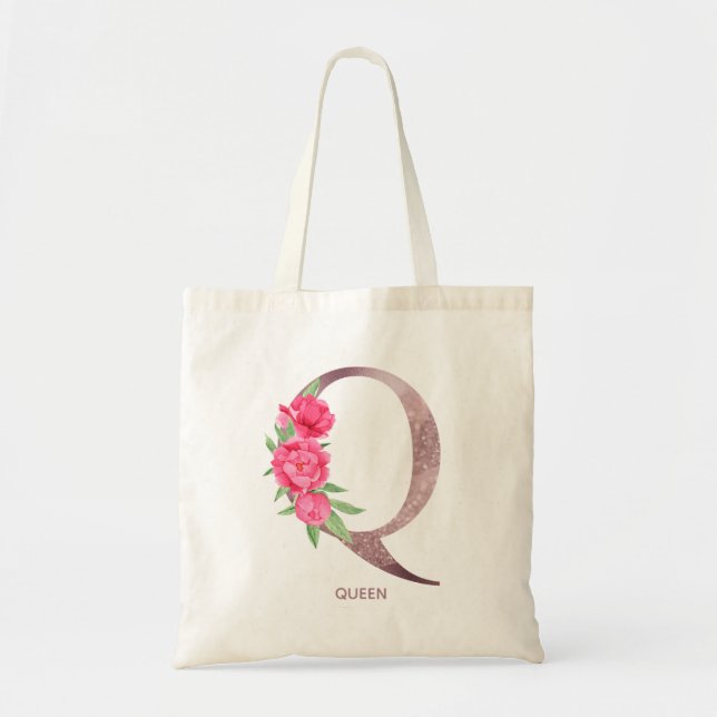 Bolso De Tela Letra Q Nombre personalizado monocultivo dama de h (Frente)