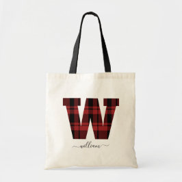 Bolso De Tela Letra roja y negra en monograma nombre "W"