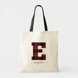 Bolso De Tela Letra roja y negra monograma "E"