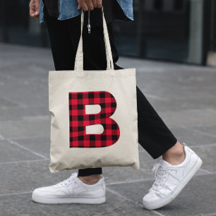 Bolso De Tela Letra roja y negra trenzada en búfalo negrita letr
