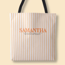 Letra Script Moderna con Rayas Naranjas para Damas