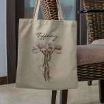 Bolso De Tela Letra Tulip Bouquet T Nombre personalizado Monogra<br><div class="desc">Encantadora bolsa de té mostrando la letra T formada por una colorida gama de tulipanes. Ideal para los amantes de la primavera y los jardineros florales.</div>