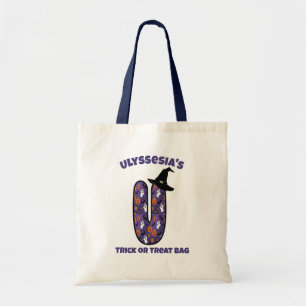 Bolso De Tela Letra U con nombre y Gorra de bruja Truco o trat