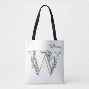 Bolso De Tela Letra "W" Lavender Eucalyptus botánico