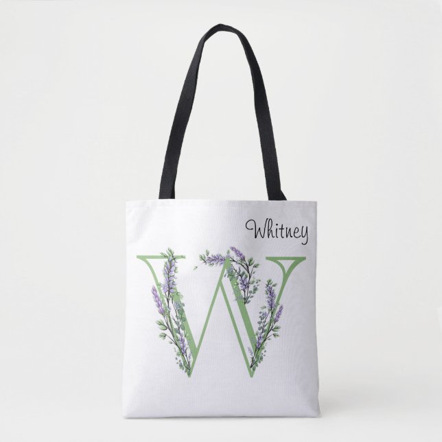 Bolso De Tela Letra "W" Lavender Eucalyptus botánico (Anverso)