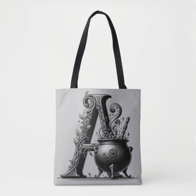 Bolso De Tela Letra witch cauldron witchy Personalizado inicial (Anverso)