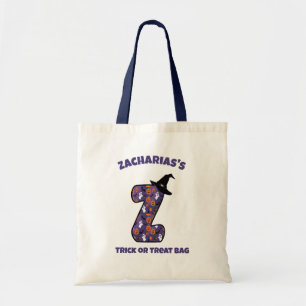 Bolso De Tela Letra Z con Gorra de bruja y nombre Truco o trat