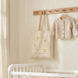 Bolso De Tela Letras de alfabeto vintage en pastel personalizado