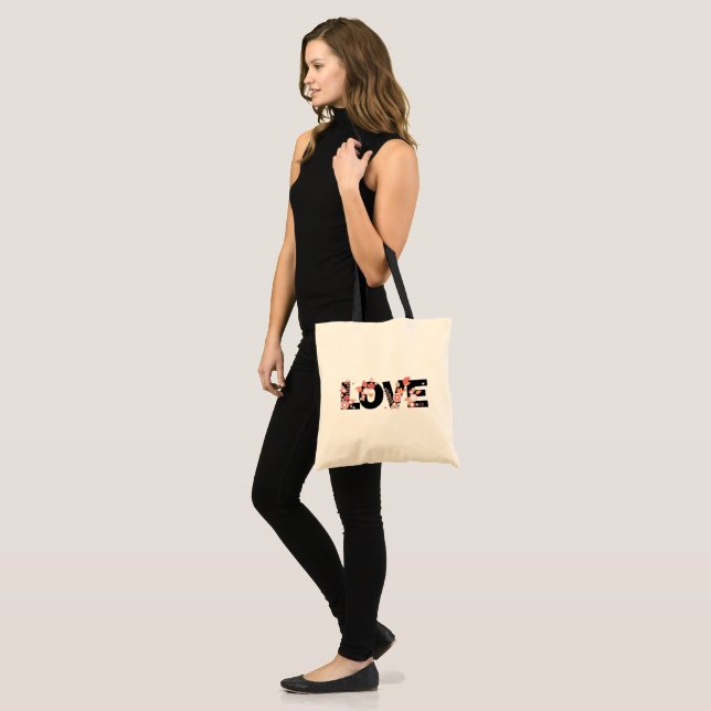 Bolso De Tela Letras de amor-floral (Anverso (modelo))