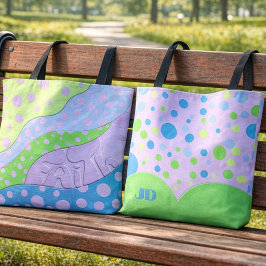 Bolso De Tela Letras de Crema con Lunares y la Palabra Fe