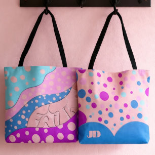 Bolso De Tela Letras de Fe en Pastel con Lunares