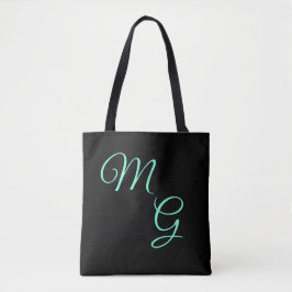 Bolso De Tela Letras de Grace Mint Green sobre negro