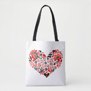 Bolso De Tela Letras de "Stand with Ukraine" y corazón