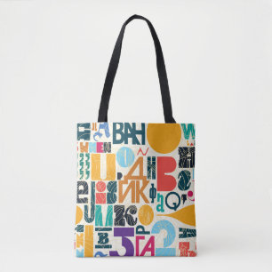 Bolso De Tela Letras dibujadas a mano: diseño inmaterial vintage