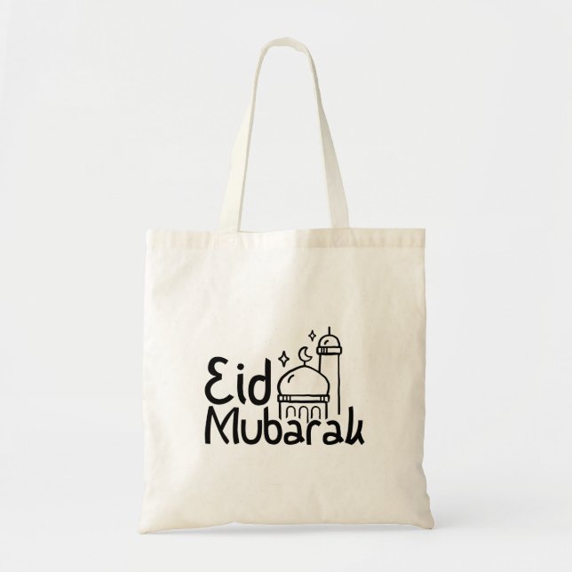 Bolso De Tela Letras dibujadas a mano "Eid Mubarak" (Frente)