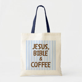 Bolso De Tela Letras Marrones con Franja Azul Cristiana Amante d
