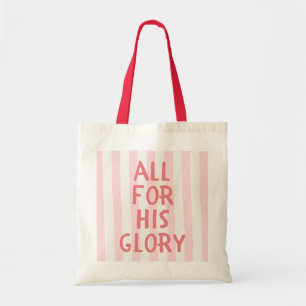 Bolso De Tela Letras Negritas de Fe Cristiana con Franja Rosa pa