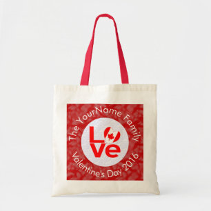 Bolso De Tela Letras rojas de bandera canadiense aman el blanco 