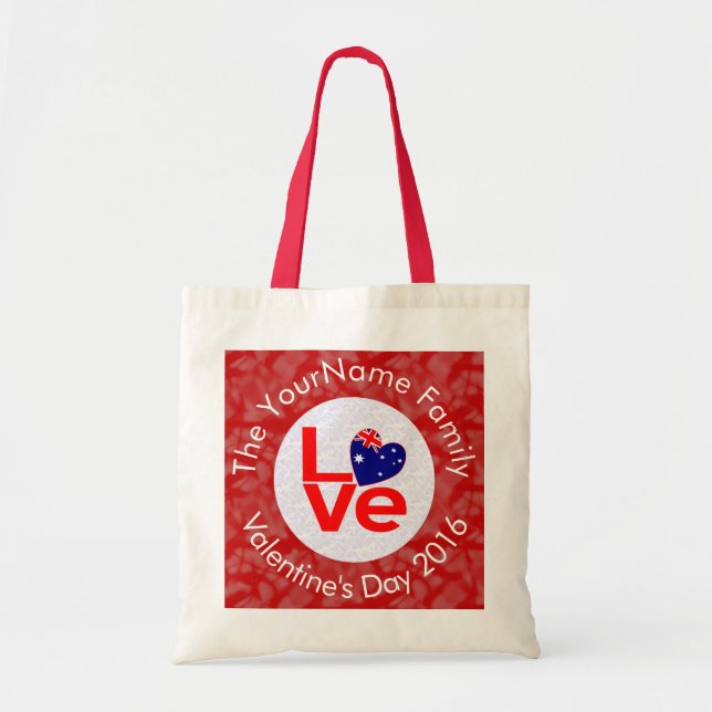 Bolso De Tela Letras rojas de la bandera australiana aman a la b (Frente)