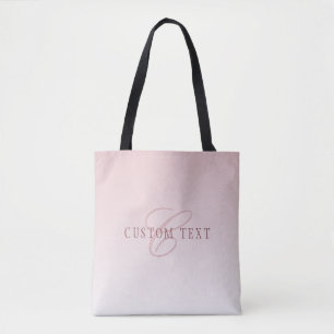 Bolso De Tela Letras y monograma elegantes   Rosa Ombre