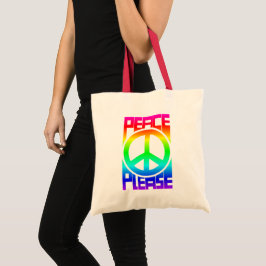 Bolso De Tela Letrero de Arcoíris de Paz Por Favor