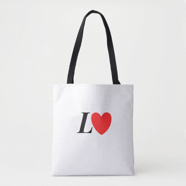 Bolso De Tela Letter L Heart - Valentine Initial Love Design (Anverso)