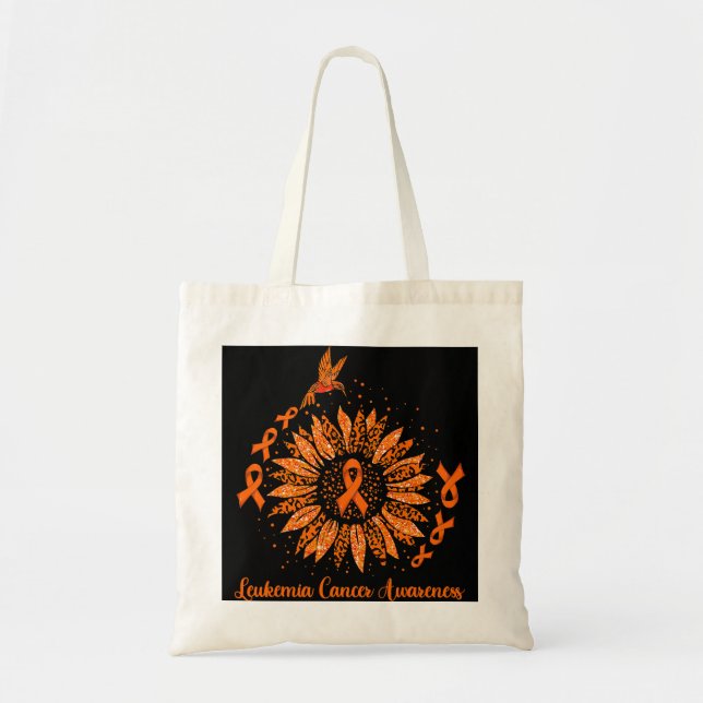 Bolso De Tela Leucemia Cáncer Conciencia Camisa Naranja Girasol  (Frente)