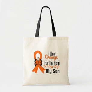 Bolso De Tela Leukemia Naranja Ribbon Hero Mi Hijo