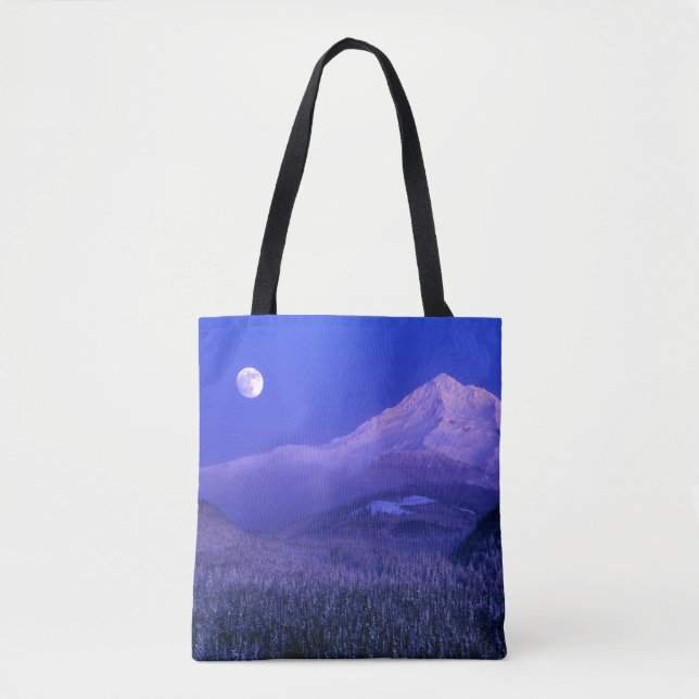 Bolso De Tela Levantamiento de luna por invierno en Mt Hood, Ore (Anverso)