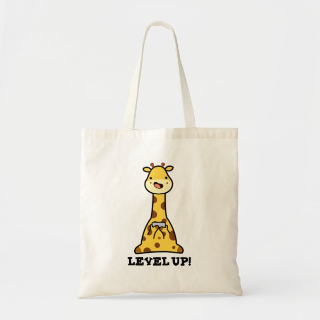 Bolso De Tela Level Up Funny Giraffe Pun (Frente)