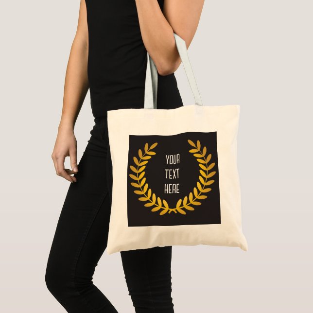 Bolso De Tela Leyenda de oro en negro con cualquier palabra (Anverso (producto))