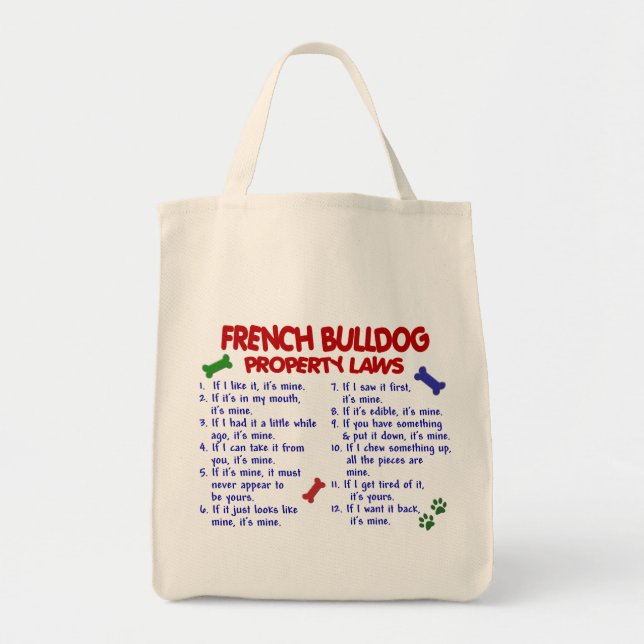 Bolso De Tela Leyes 2 de la propiedad del BULLDOG FRANCÉS (Frente)