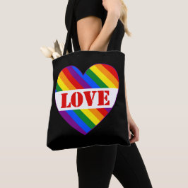Bolso De Tela LGBTQ+ bandera arcoiris amor Corazón negro -