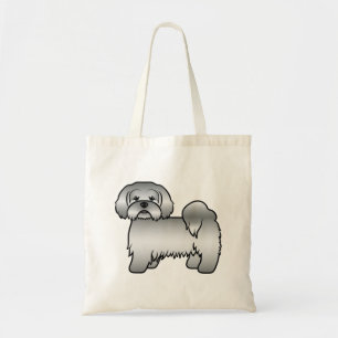 Bolso De Tela Lhasa Apso Gris Plateado Perro De Dibujos Animados