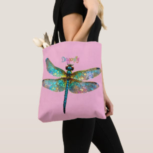 Bolso De Tela Libélula Colorida de Vidrio Teñido