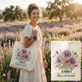 Bolso De Tela Libélula de flor de aster personalizada de septiem