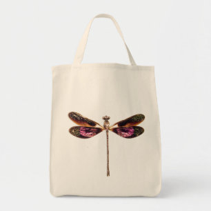 Bolso De Tela Libélula - plata, oro, púrpura y negro