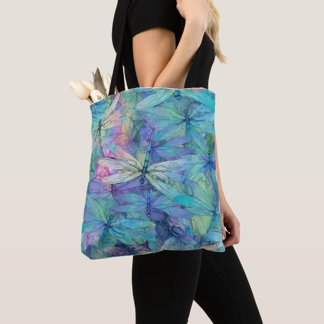 Bolso De Tela Libélulas de tonos azules (Detalle)