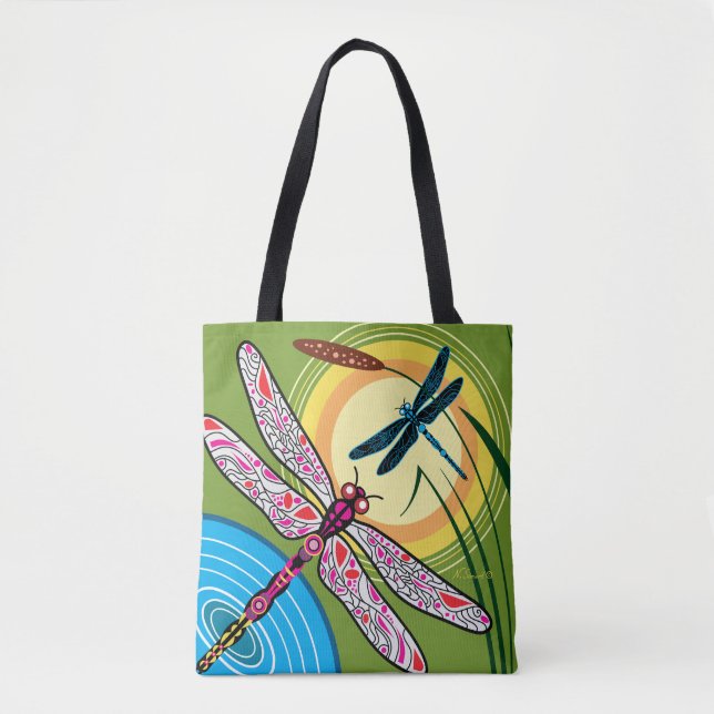 Bolso De Tela Libélulas Sobre el Agua (Anverso)