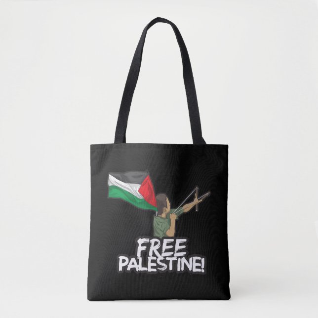 Bolso De Tela Libertad para palestinos con bandera de Rehermana  (Anverso)