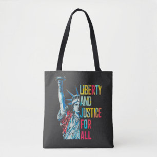 Bolso De Tela "Libertad y justicia para todos" arte patriótico