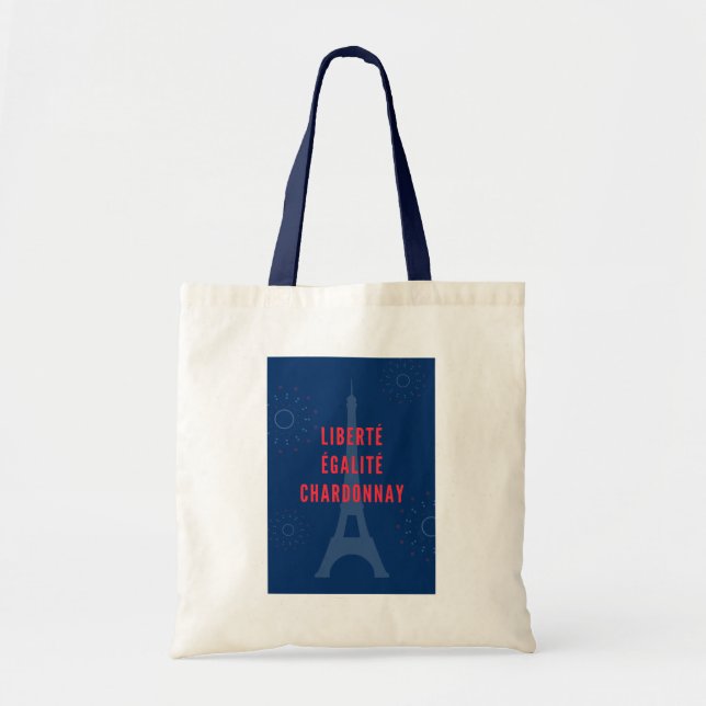 Bolso De Tela Liberté Égalité Chardonnay Funny Tower Wine (Frente)