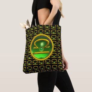 Bolso De Tela LIBRA GOLD ZODIAC BIRTHDAY JEWELS, Esmeralda Verde