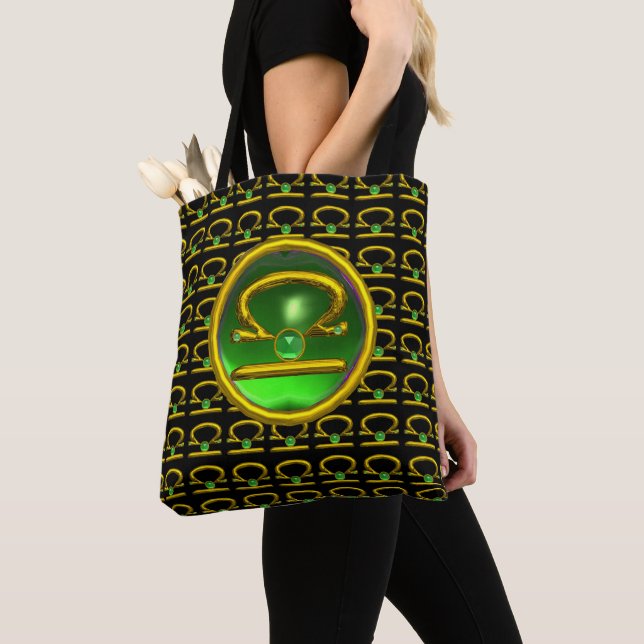 Bolso De Tela LIBRA GOLD ZODIAC BIRTHDAY JEWELS, Esmeralda Verde (Detalle)